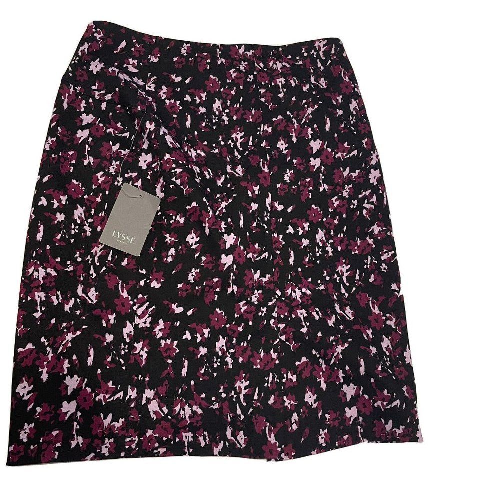 NWT STITCH FIX Lysse Black & Purple Pull On Charity Pencil Skirt Medium Business